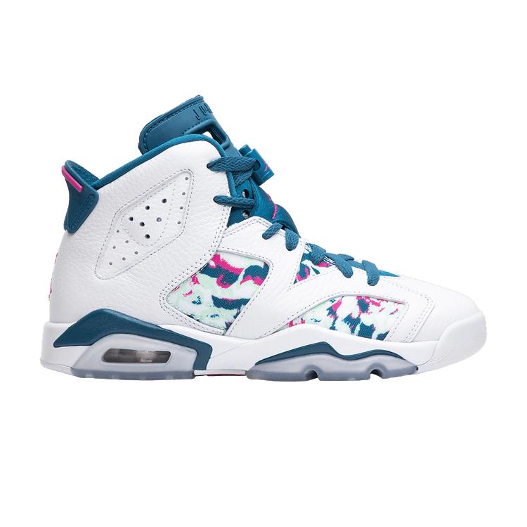 

Jordan 6 Retro White Laser Fuchsia Green Abyss (GS) 40
