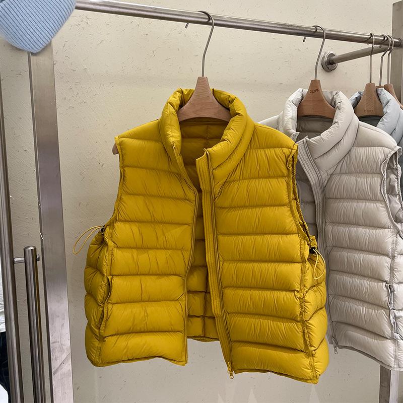 Down Vest Women's Short Stand-up Collar White Duck Down New Small Fashion Warm Outer Vest Tide
