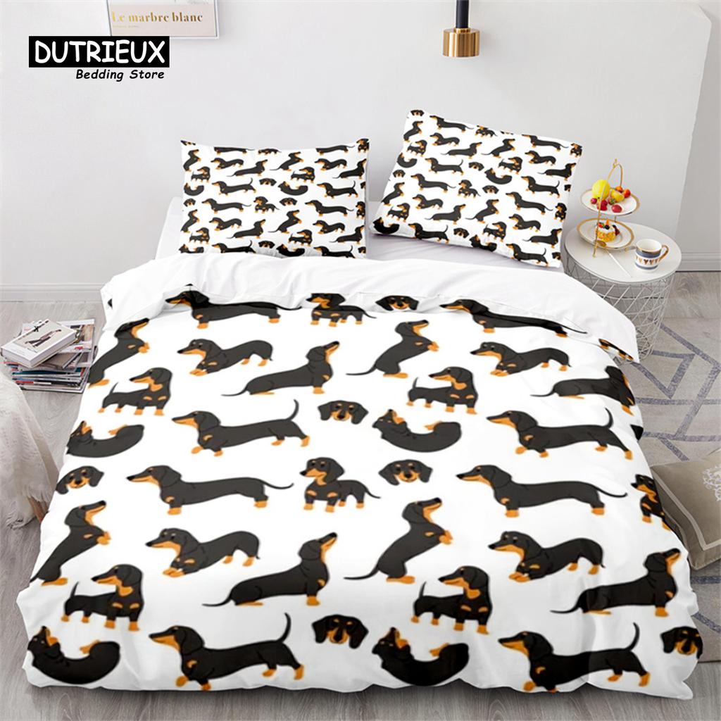 Cartoon Animal Duvet Cover King Twin For Kids Girls Boy Teen Kawaii Dinosaur Dog Comforter Cover Microfiber 3D Print Bedding Set