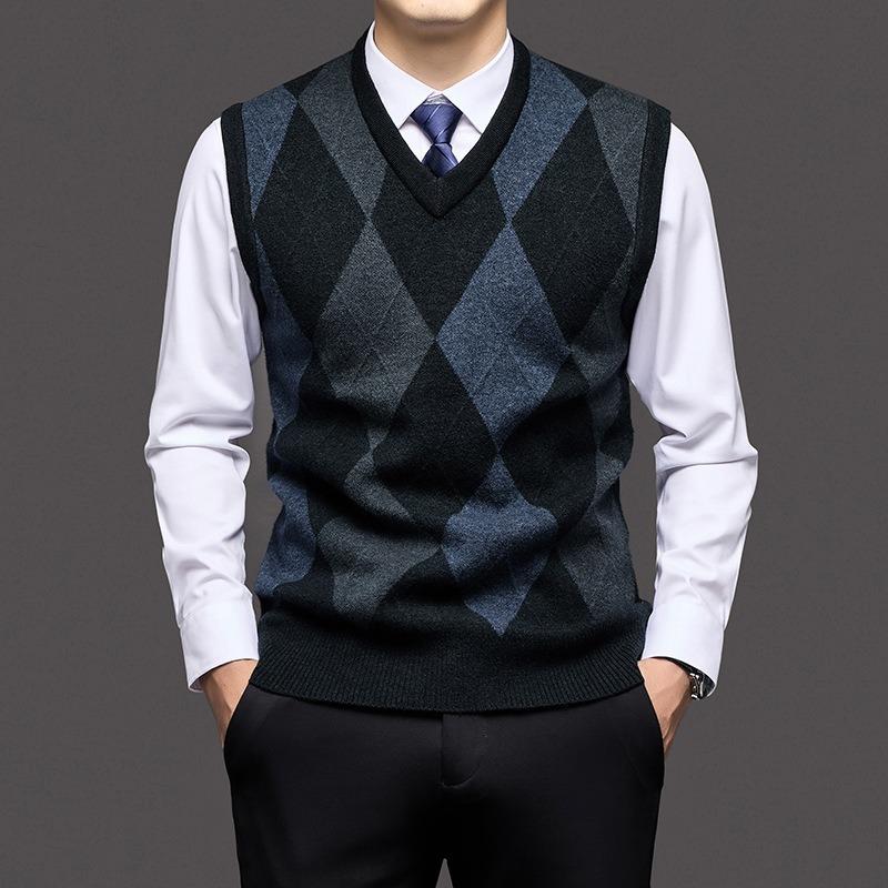 Men S Knit Vest V Neck Sleeveless Pullover Business Casual Sweater