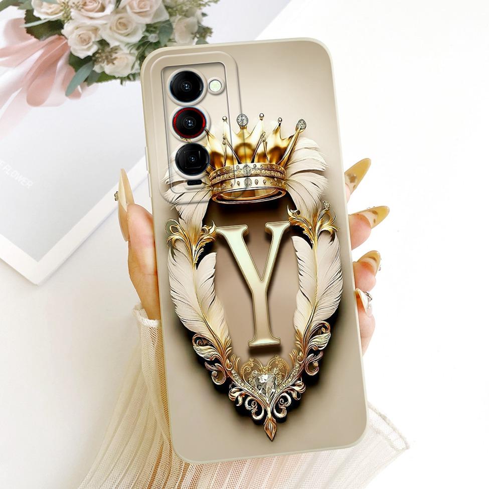 For Tecno Camon 18Premier CH9 CH9n Phone Case For Tecno Camon 18 Premier Cover Luxury A-Z Letters 2D Painted Silicone Casing