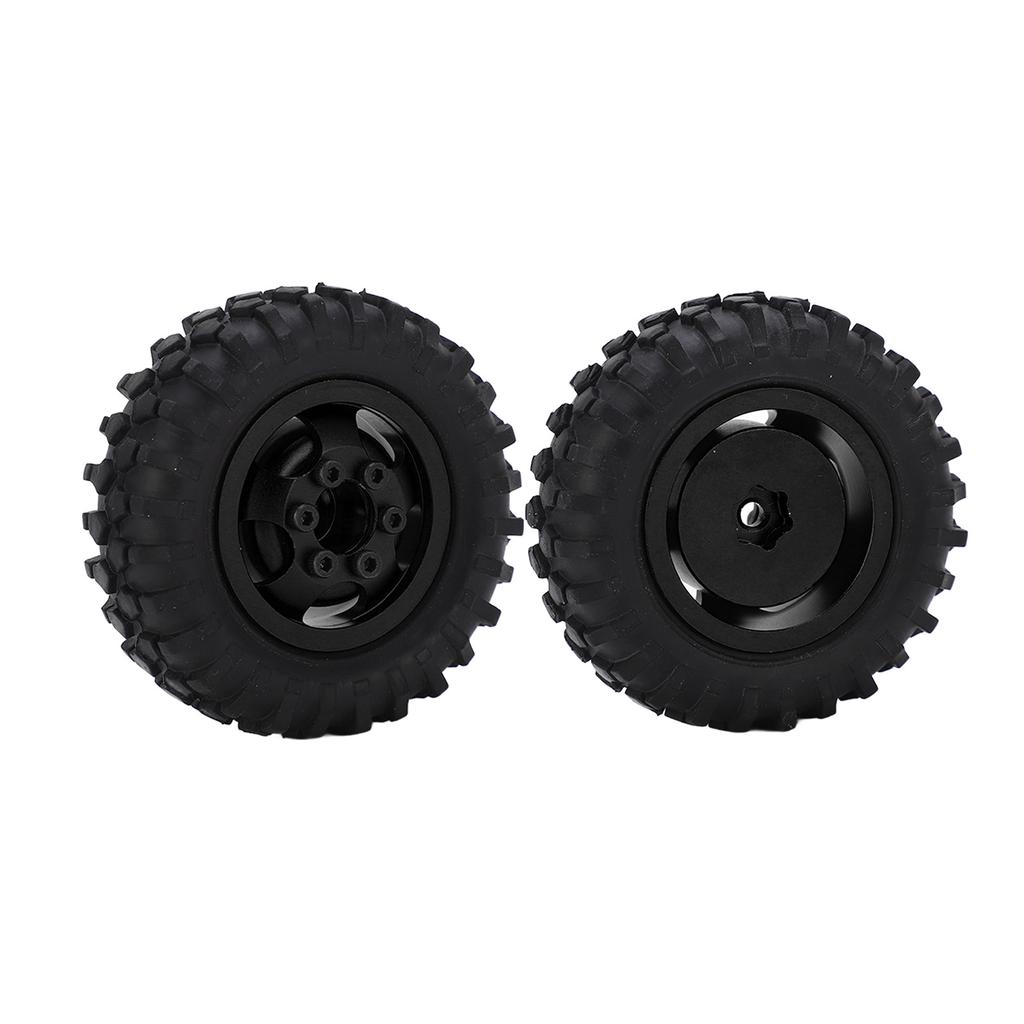2pcs set 55mm Metal Wheel Rims Tires Set for AXIAL SCX24 1 24 RC Car Wheel Rim Rubber TyreBlack
