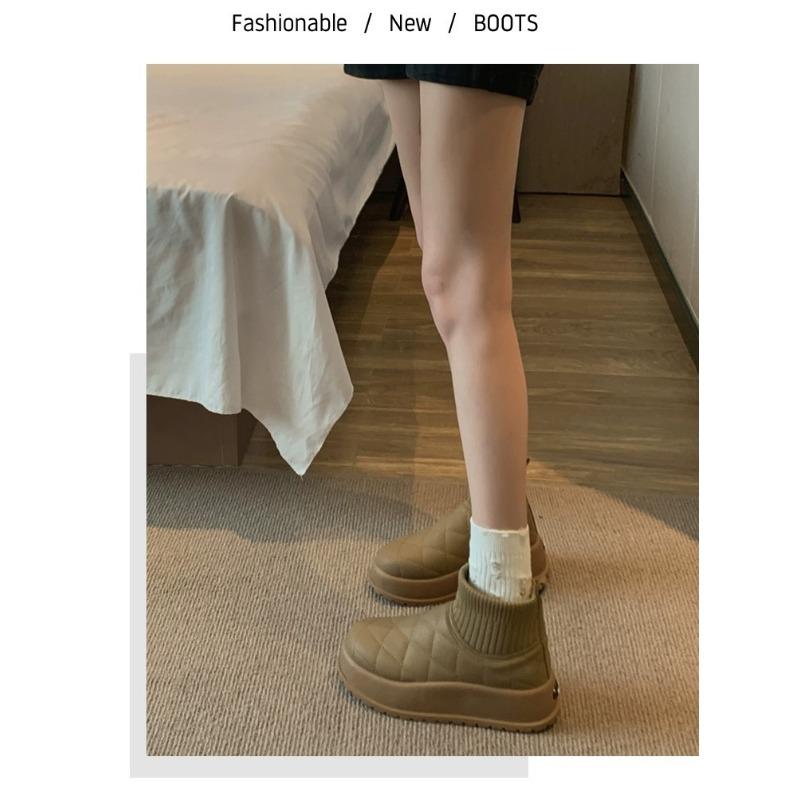 Snøstøvler Retro Allsidige Tykksålede Fritidssko i Bomull