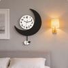 Swinging Sheep Pendulum Clock Noiseless Semicircular Moon Wall NonTicking Home Decor for Kids,