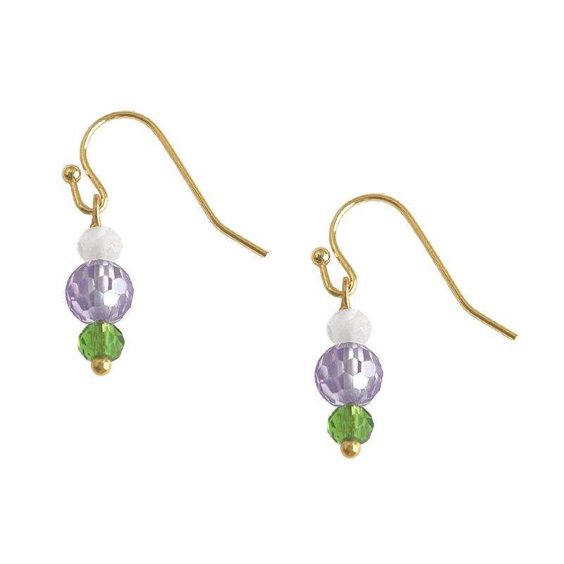 Lavender Purple Natural Stone and Crystal Earrings - Handmade, Simple Forest Style Design for Women