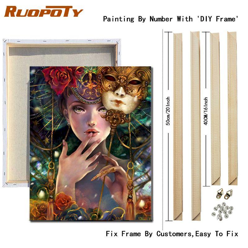 RUOPOTY Modern Women Painting By Numbers Kits For Adults Hand Painted Figure Picture Canvas Painting For Home Decoration 40x50cm