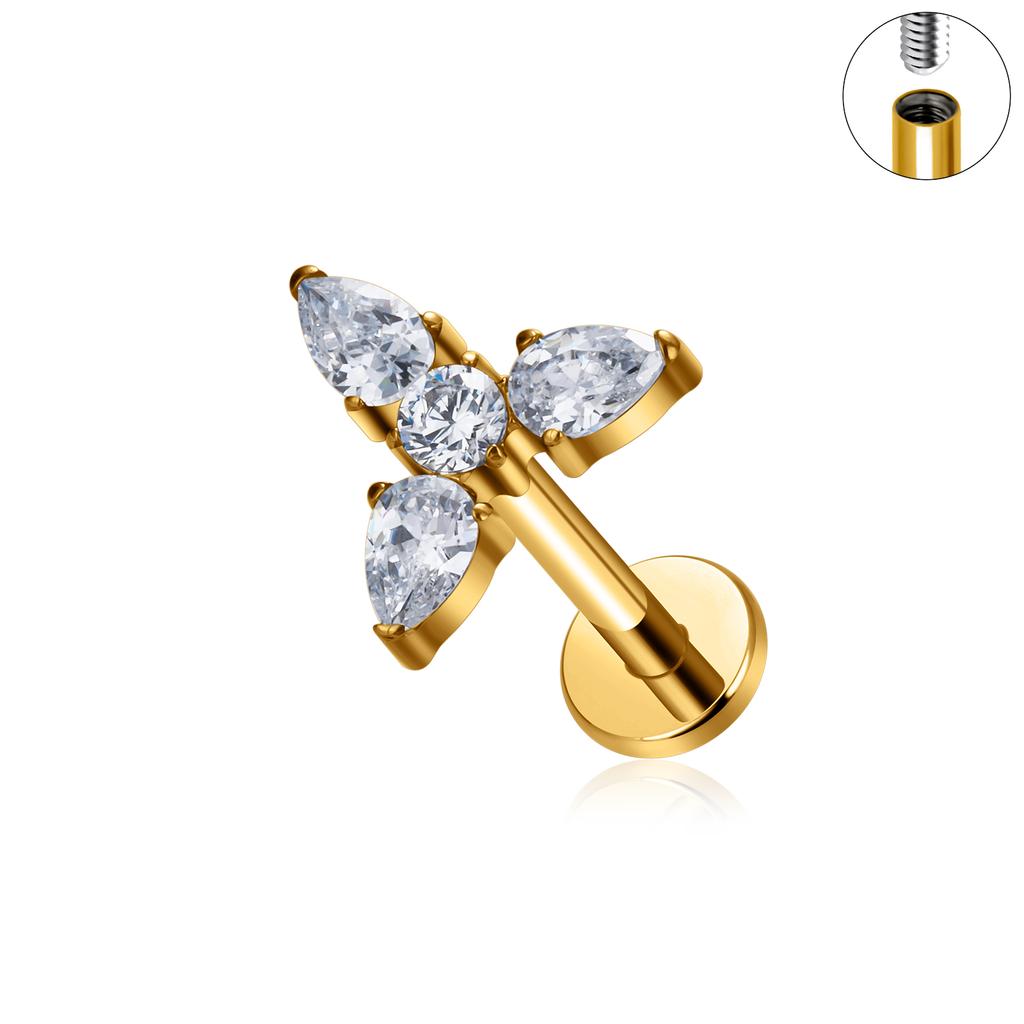 G23 Titanium 16G Piercing Labret Lip Nasal Nail Stud Earring Internal Thread Body Jewelry Design Ear Tragus Cartilage Helix Dait