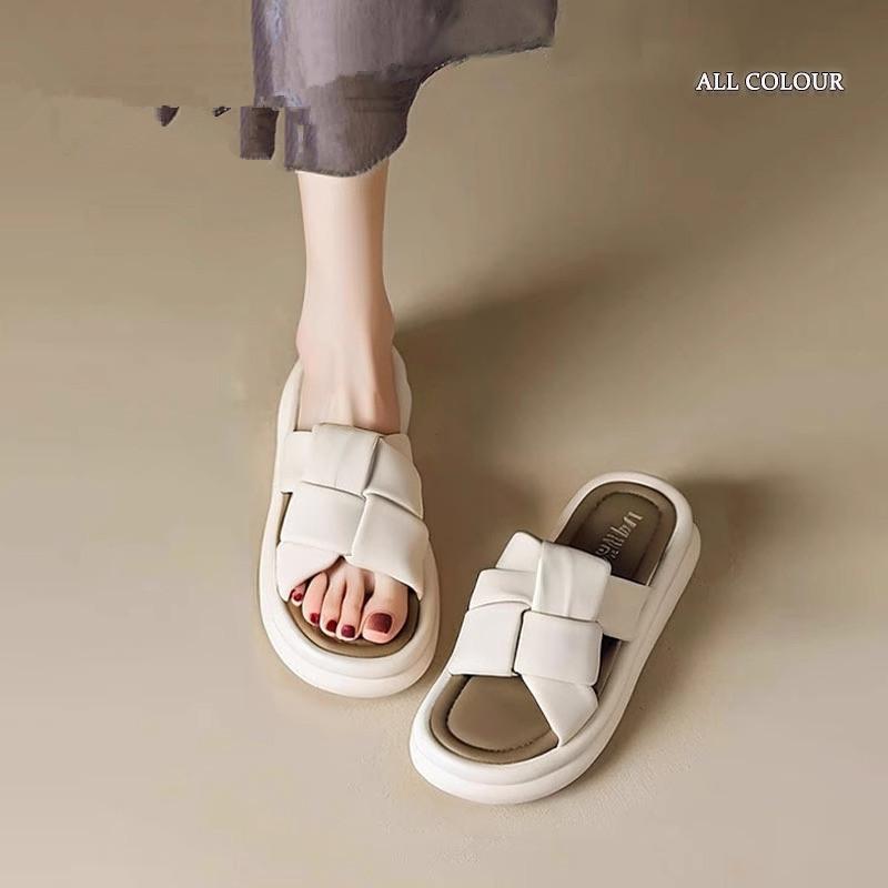 Thick Bottom Heightening Outer Wear Slippers Women Ins Summer Non-slip Breathable Advanced Sense Soft Bottom Fashion Beach Cool Slippers Tide