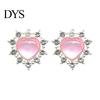 Sparkling Rhinestone Flatbacks 2Pcs Cat Eye Heart Faux Gems, Alloy Brooch Buttons, 23mm Jewelry Making Accessories Flatback Gemstone Hearts