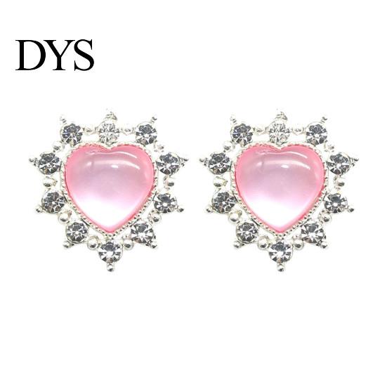 Sparkling Rhinestone Flatbacks 2Pcs Cat Eye Heart Faux Gems, Alloy Brooch Buttons, 23mm Jewelry Making Accessories Flatback Gemstone Hearts
