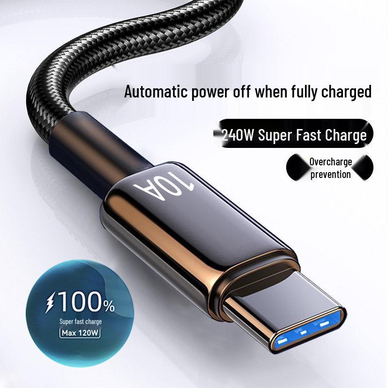 240W Super Fast Charging Type-C Cable for Huawei P70, Mate60 Pro, Honor V50, Xiaomi, VIVO