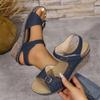 Women's Sandalias Summer Open Toe Platform Sandals Outdoor Casual Leather Sandalias Roman Style Wedge Sandals for Women