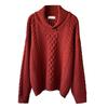 Tachibana Korean version sweater temperament fashionable lapel thickened knitted sweater versatile top retro loose long sleeves 1911