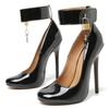 Sexy Women's High Heels Pumps Shoes Big Size Black Red Stiletto Heels Strippers Dance Shoes Buckle Straps Key Wedding Shoes Men
