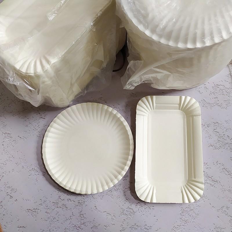 Kindergarten Handmade Disposable Paper Plates: Round & Rectangular for BBQ, Cakes, Bread, and Painting.