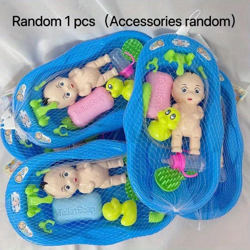 

Realistic Baby Doll Bath Toys Little Newborn Doll Bath Set with Bathtub Shower Accessories Soap Duck Bottle for Kid Pretend Play