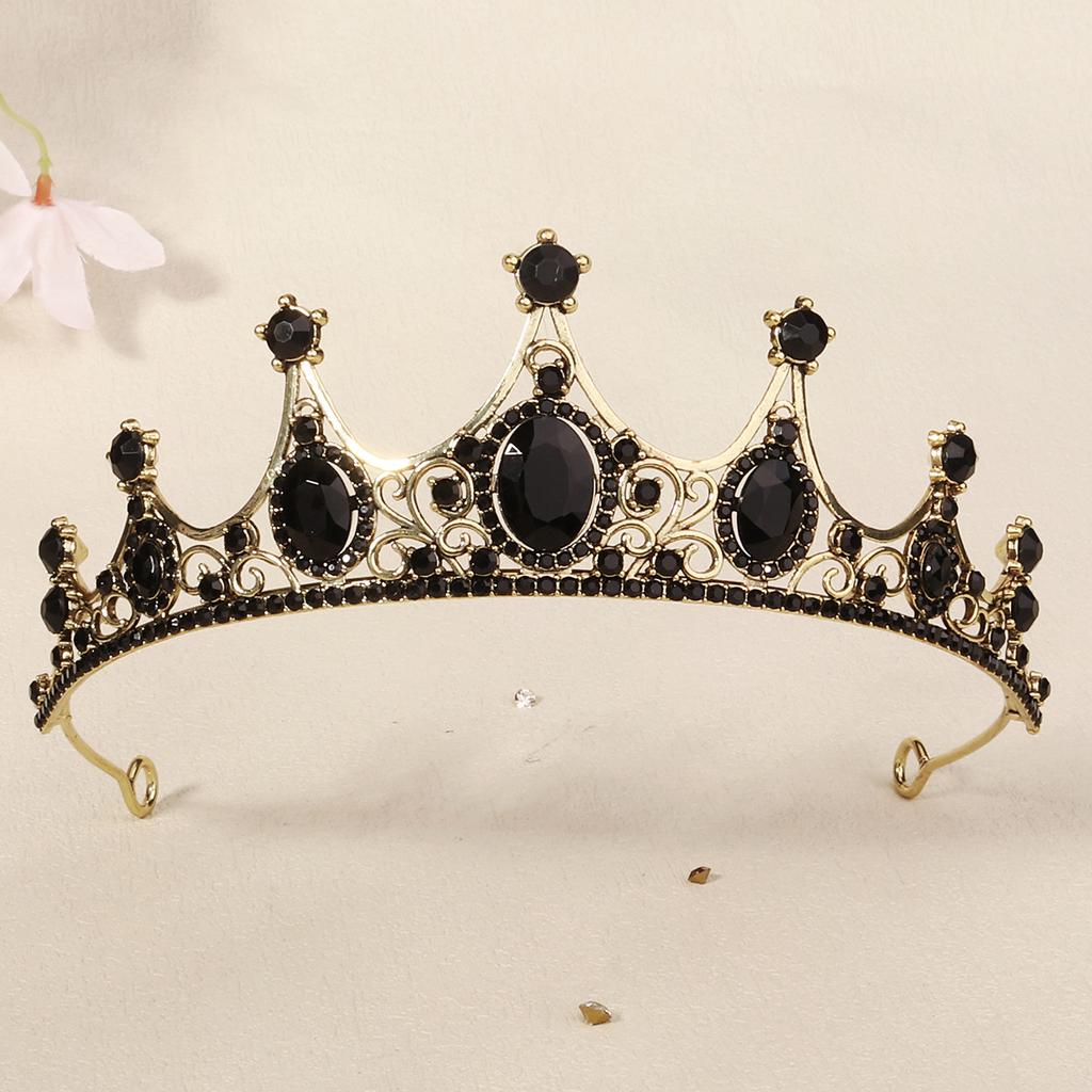 Halloween Jewelry Rhinestone Alloy Crown Holiday Party Dance Dress Headdress High-end Black Crown