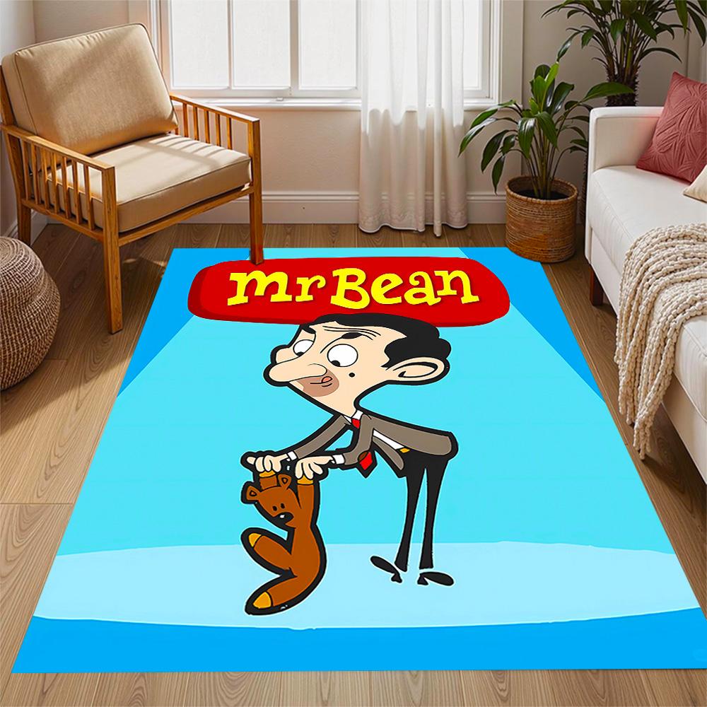 Mr Bean's Silly Adventure Themed Anti-Slip Rugs - Polyester Home Decor, Suitable for Bedrooms, Living Rooms, Doorways, Studios, and Decorations
