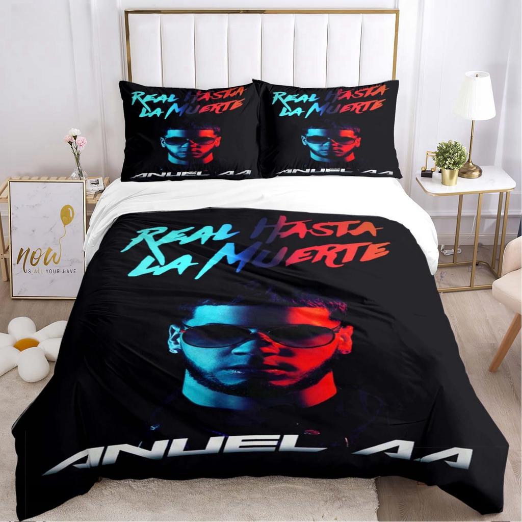 Anuel AA Rapper Hip Hop Singer All Season Duvet Cover Bedding Set Soft Quilt Cover and Pillowcases Teen Single_Double_Queen_King