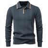 2025 Button-Down Poloshirt Herren Einfarbig Gestreift Langarm Herbst Winter Luxuriöser Warmer Griff Business Casual Herren Poloshirts