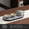 Ru kiln blue and white, one pot and two cups of kung fu tea set, small set, ceramic teapot, tea tray, one or two people drinking tea, tea maker