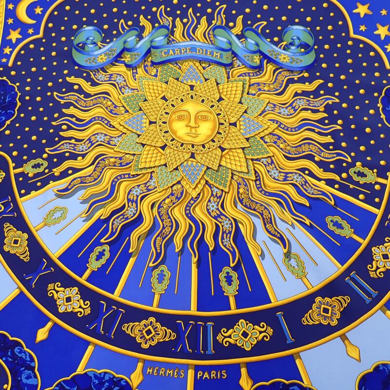 HERMES scarf blue silk Women