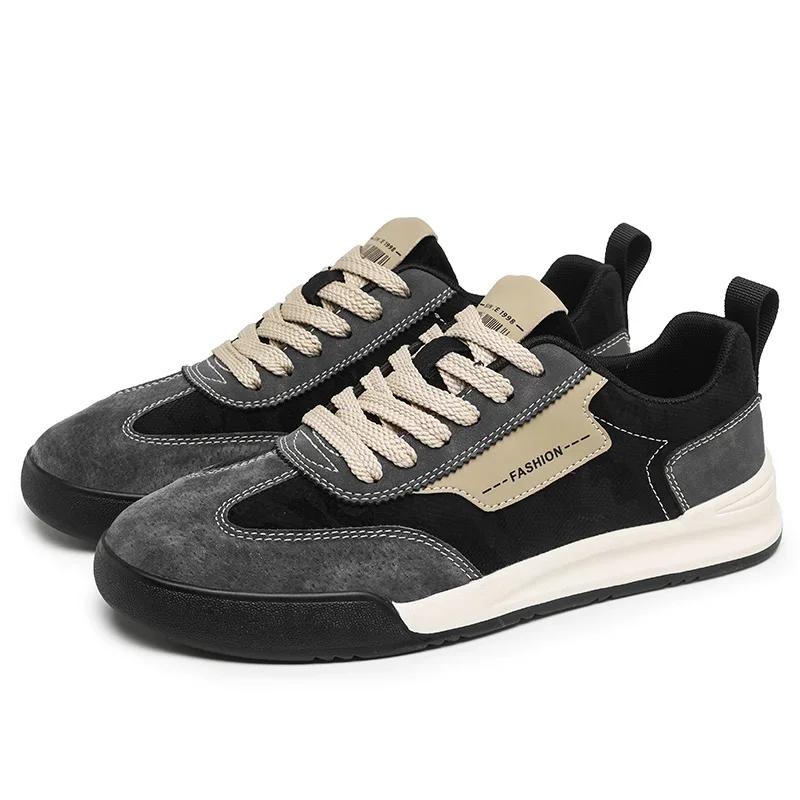 High Quality Men Outdoor Antiskid Sneakers 2025 New Casual Leather Running Board Shoes New Fashion Skateboarding Vulcanized Shoe
