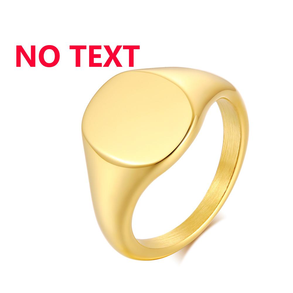 Elegant Personalized Bar Ring for Women Gold Color Stainless Steel Signet Stamp Ring Round Square Initial Custom Jewelry