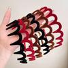 Flocking Plastic Teeth Headbands Fashion Wavy Headband with Combs Non-slip Velvet Hair Bands for Women Girls Hair Accessories