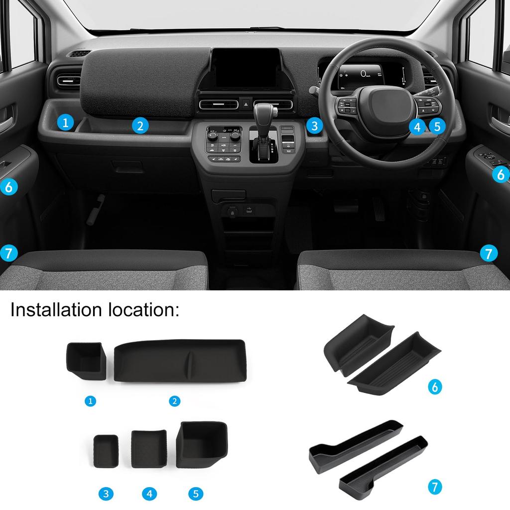 Honda Freed GT Exclusive Open Tray Mat Cup Holder Front Door Side Tray Handlebars with All Freed GT Air and Crossstar Door Storage Front Dashboard