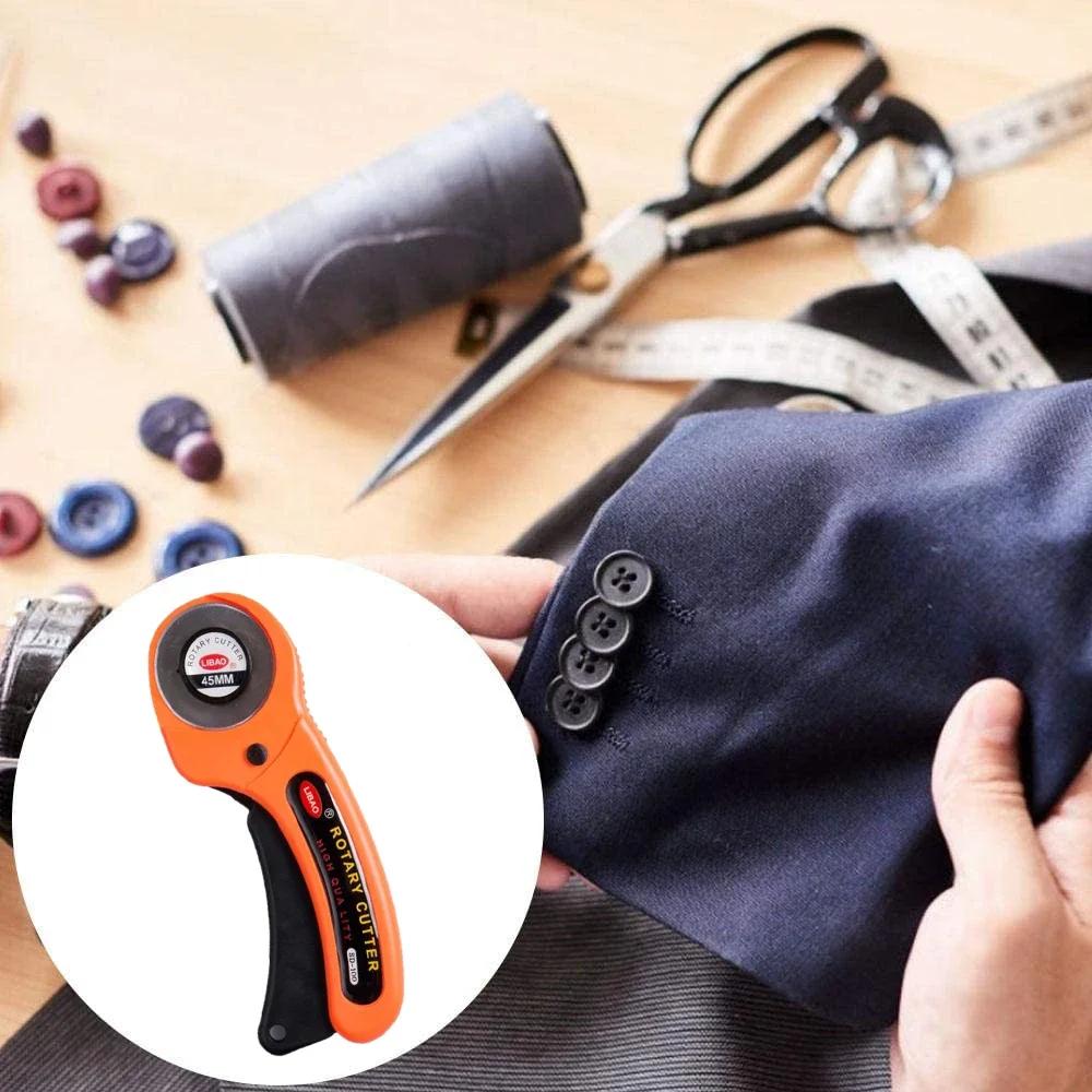 For DIY Leather Craft Orange Round Hob Fabric Leather Craft Wheel Cutter Rotary Cutter Tools with Blade and A4 Cutting Board