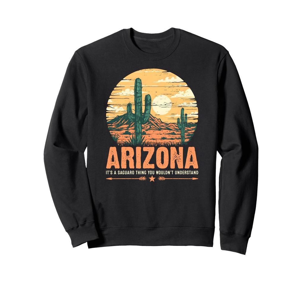 Saguaro Cactus Retro Arizona Desert Scene Vintage Sweatshirt