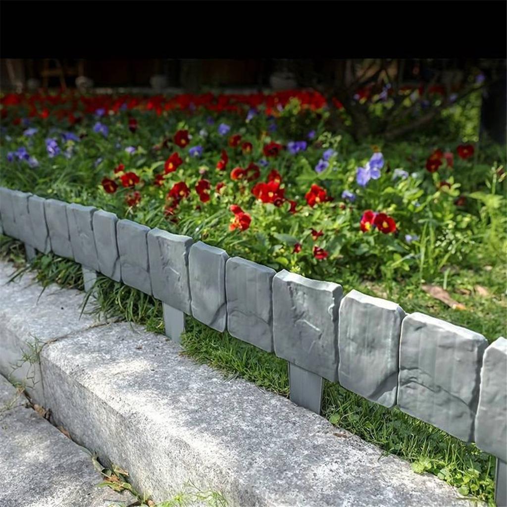 8/12/16pcs Garden Landscape Edging Borders Insert Plastic Imitation Stone Effect Fence DIY Lightweight for Outdoor Patio Balcony Yard