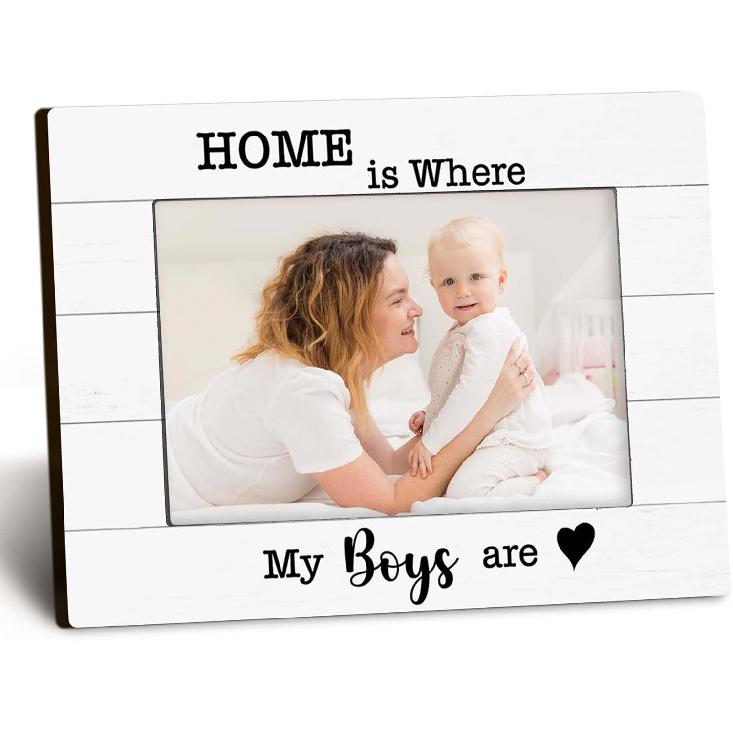 Mom Daughter 4x6 Picture Frame, Girl Mother Gifts, Mother’s Day Birthday Gifts from Girls, Mom of Daughters Photo Frame, Home Is Where My Girls Are boys home