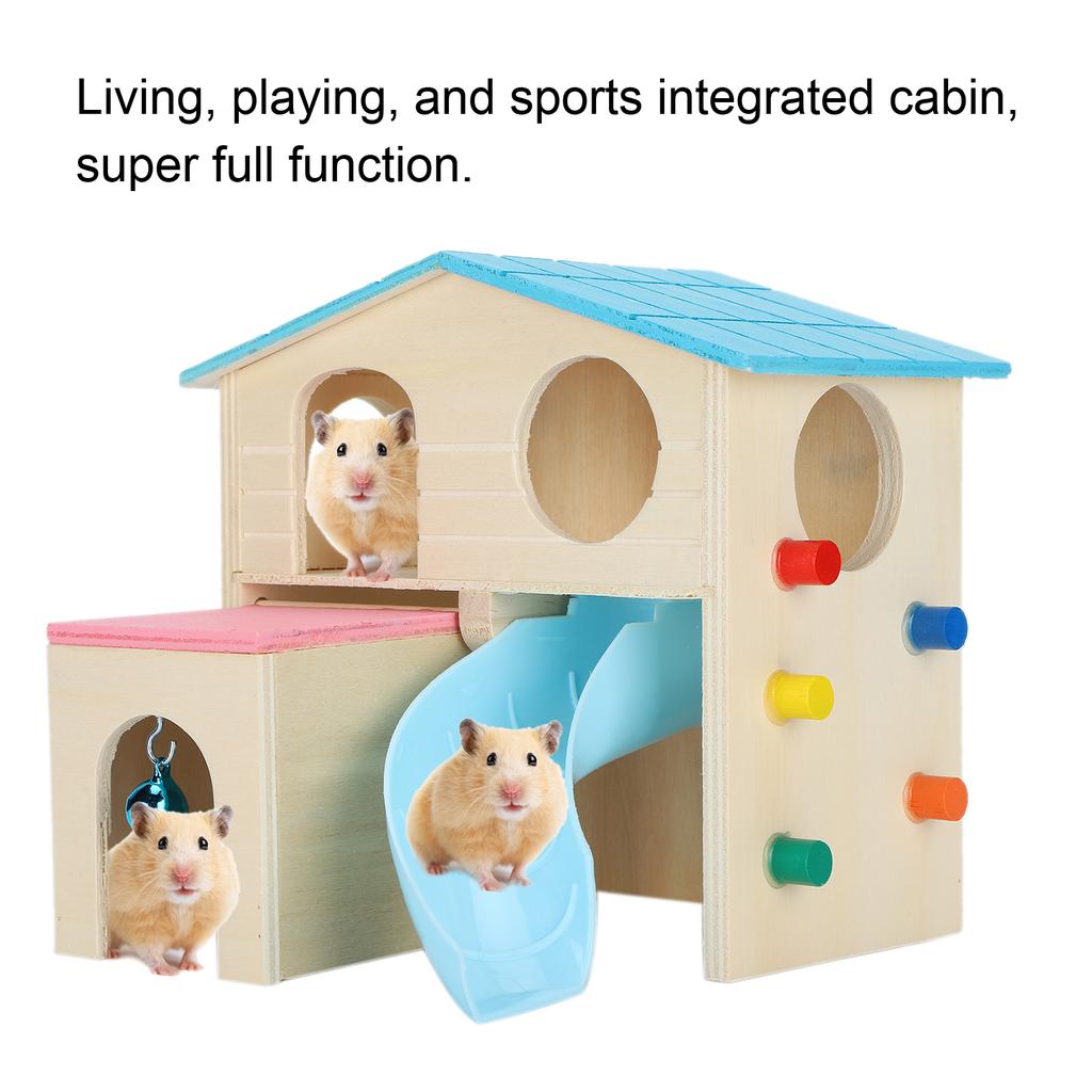 Wooden Hamster Fun House Huts Toy Hamster Exercise Playthings Fun Gym Playground