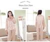 Spring-Summer Silk Couple's Pajama Set: Embroidered Long Sleeve Top & Pants for Men & Women