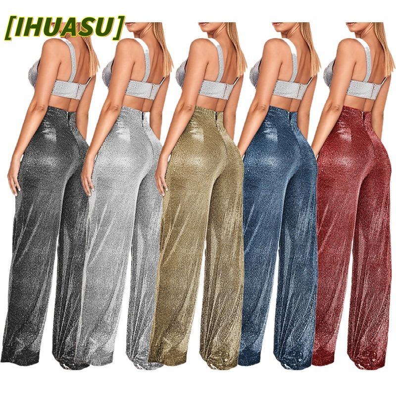 IHUASU Women's Fashion Casual Solid Color Print Pants & Capris International Design