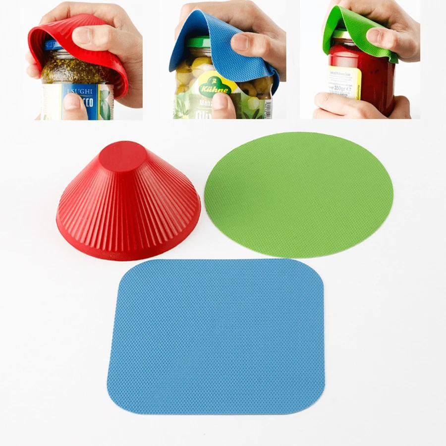 1/1pcs Rubber Can Opener Jar Opener Gripper Pads Non-Slip Silicone Jar Grippers For People With Low Strength Kitchen Gadgets