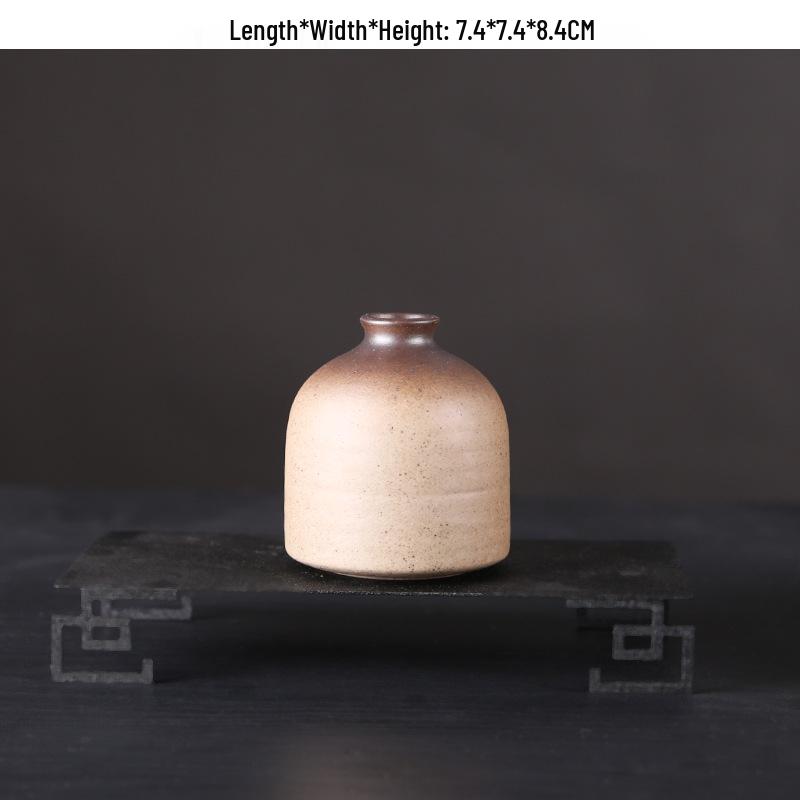 Zen Retro Ceramic Vase: Simple Antique Pottery for Dried Flowers, Small Table Ornament, or Hydroponic Plant Container for Living Room.