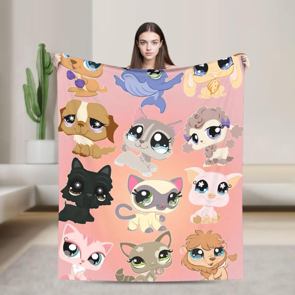 Littlest Pet Shop Antklodės Super Šilta Spausdinta Pliaušinė Antklodė Berniukui Mergaitei Sofai Kėdei Lovai Flanelinė Paklodė Lovos Užvalkalas