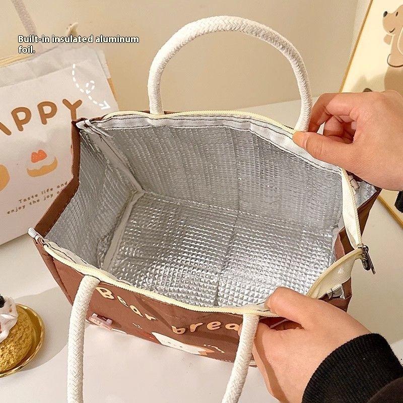 Cartoon Lunch Bag Bento Tote Pouch large-capacity lunch bag Women Cute Print Cooler Insulated Bag thick aluminum foil Handbag
