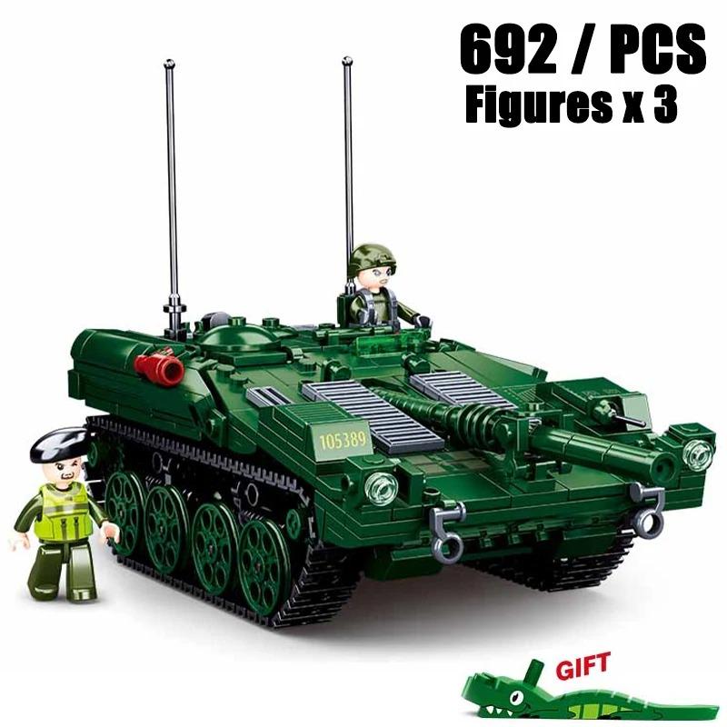 WWII Military Panzerkampfwagen VI Ausf. E Tiger I Tank Fighting Vehicle Soldier Building Blocks Sets Model Dolls Brick Toys Kids