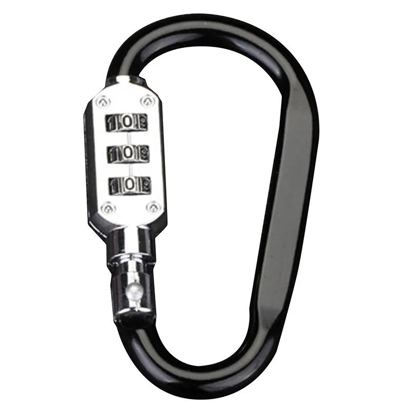 Bicycle Anti Theft Carabiner Lock - Password Aluminum Alloy 3 Dial Padlock For Hiking Bag Luggage Security Tool