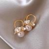 Light Luxury Exquisite Micro-inlaid Zircon Flower Earrings Elegant High-end Pearl Stud Earrings Niche Design Temperament Earrings