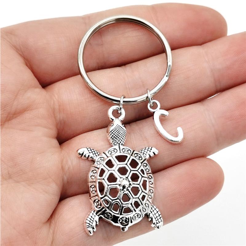 

26 букв инициала брелок черепаха кулон брелок милый черепаха брелок ювелирные изделия для любителей черепах подарки C