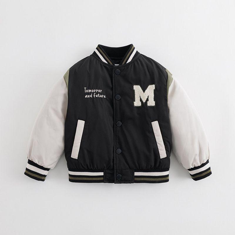 [Quilted] Mark Jenny Boys  College Style Towel Embroidery Baseball Jacket Children s Coat 2025 Winter Wear 231157