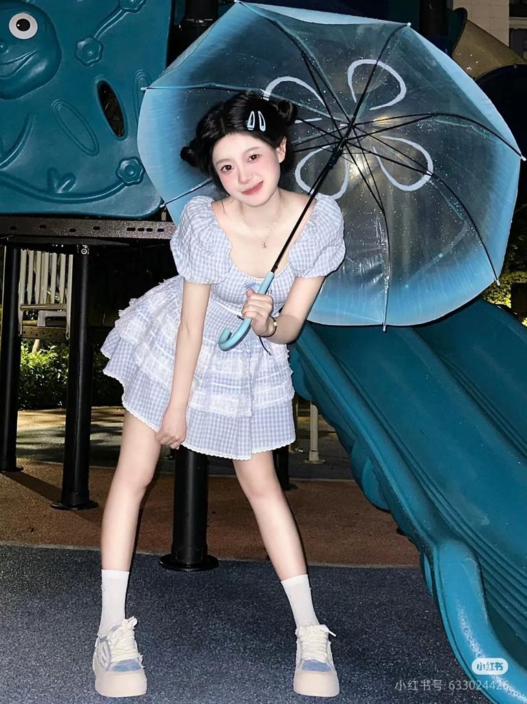 New Style British-Style Tropical Arched Transparent Umbrella with Stained Glass, Long Handle, Automatic, Large, Romantic, for Both Sunny and Rainy