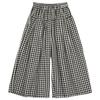 DIMANAF 2026 Summer Beach Plus Size Long Pants Women Elastic Waist Loose Vintage Casual Trousers Pants Print Plaid Bottoms