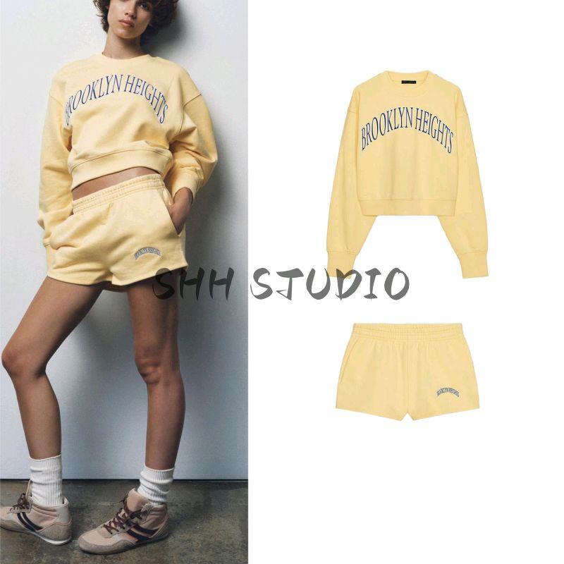 New Fall Women's Clothing Two-piece Set Embroidered Sweater 4174113 Printed Embroidered Flannel Shorts 4174114