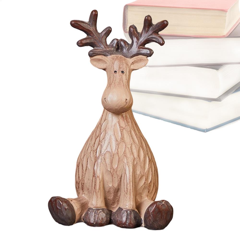Christmas Reindeer Figurine Christmas Elk Statue Aesthetic Collectible Tabletop Moose Resin Model For Bookshelf Bedroom Table